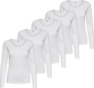 ONLY Langarmshirt Langarmshirt Damen Shirt Schwarz Weiß Longsleeve 1er - 5er Pack