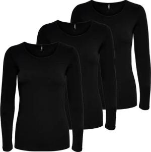ONLY Langarmshirt Langarmshirt Damen Shirt Schwarz Weiß Longsleeve 1er - 5er Pack