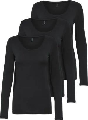ONLY Langarmshirt Live Love NEW Longsleeve (3-tlg., 3er Pack) Figur betont, elastische Baumwollqualität