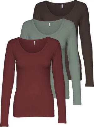 ONLY Langarmshirt Live Love NEW Longsleeve (3-tlg., 3er Pack) Figur betont, elastische Baumwollqualität