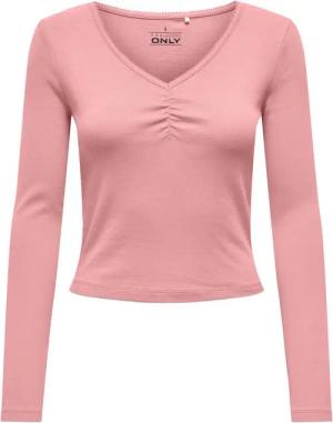 ONLY Langarmshirt ONLBETTY LIFE L/S SCALLOP V-NECK CC JRS mit Raffung am Ausschnitt