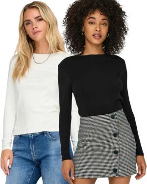 ONLY Langarmshirt (Spar Set, 2er-Pack) schlichtes Basic Shirt in Unifarben