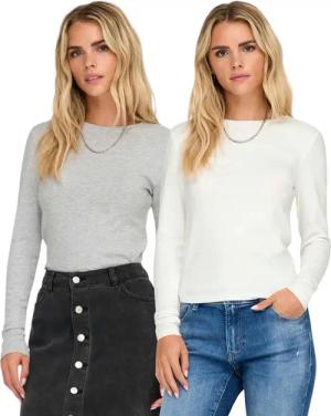 ONLY Langarmshirt (Spar Set, 2er-Pack) schlichtes Basic Shirt in Unifarben