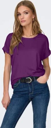 ONLY "ONLMOSTER – Kurzarmshirt mit Aufschlag und klassischem Look" unifarben, casual, regular fit, Viskosemischung, Rundhals