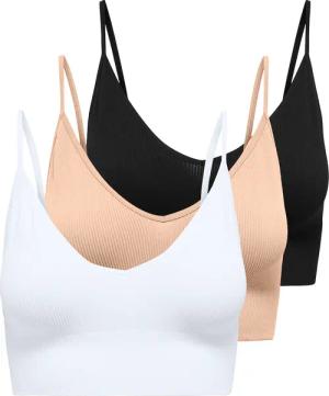 ONLY "ONLVICKY RIB S-L V-NECK 3-PACK TOP NOOS" Packung, 3 tlg. figurbetont, modisch, Materialmix, Jersey, Spaghettiträger