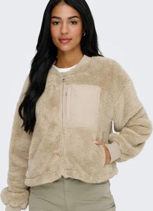 ONLY Plüschjacke ONLANNA CONTACT LIFE SHORT JACKET CC OTW Brusttasche mit Reißverschluss