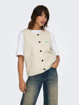 ONLY Plüschweste ONLBABY LIFE TEDDY VEST PNT CS Kunstfaser Plüsch