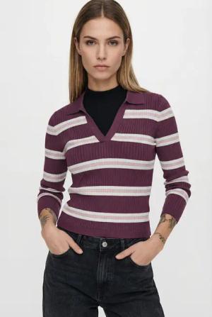 ONLY Polokragenpullover "ONLKAYA LIFE LS STRIPE POLO NOOS KNT"