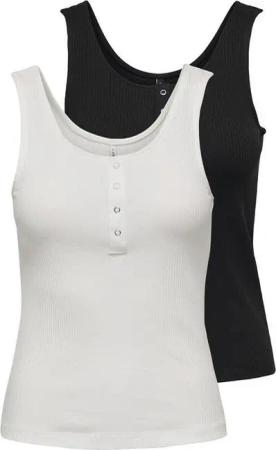 ONLY Ripptanktop ONLSIMPLE LIFE S/L BUTTON TOP JRS CS 2PK (Packung, 2-tlg)