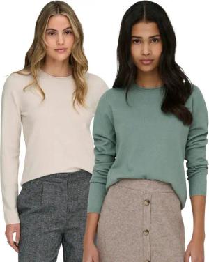 ONLY Rundhalspullover (2er-Pack) Zeitloses Design in weicher Flat-Knit-Qualität für Alltag und Büro