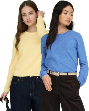 ONLY Rundhalspullover (2er-Pack) Zeitloses Design in weicher Flat-Knit-Qualität für Alltag und Büro