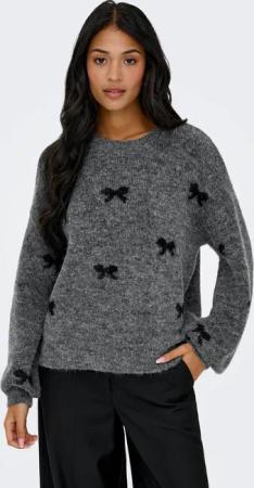 ONLY Rundhalspullover "ONLBRUNHILDA LIFE LS BOW O-NECK KNT"