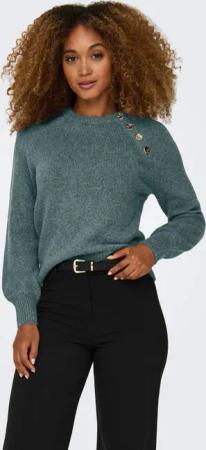 ONLY Rundhalspullover ONLEMMA LS BUTTON ONECK EX KNT Kunstfaser, regular fit