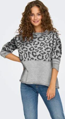ONLY Rundhalspullover "ONLJADE ANIMAL LS O-NECK NOOS KNT" Kunstfaser, regular fit