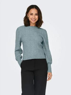 ONLY Rundhalspullover ONLKATIA LS STRUC PUFF ONECK CC KNT Materialmix, regular fit