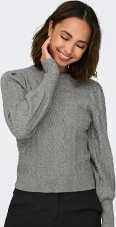 ONLY Rundhalspullover ONLKATIA LS STRUC PUFF ONECK CC KNT Materialmix, regular fit