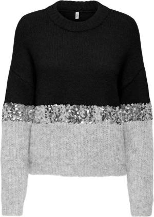 ONLY Rundhalspullover ONLMAINE LIFE LS SEQUIN BLOCK O-NECK KNT