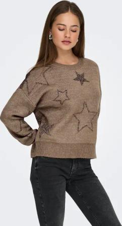 ONLY Rundhalspullover "ONLROSIE LS O-NECK GLITTER KNT"
