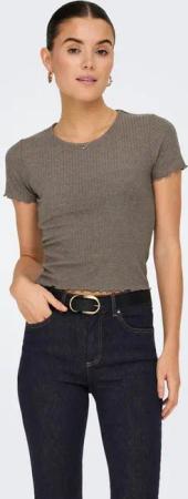 ONLY Rundhalsshirt ONLEMMA S/S SHORT TOP NOOS JRS Rundhals, modisch, regular fit, gewellter Abschluss, unifarben