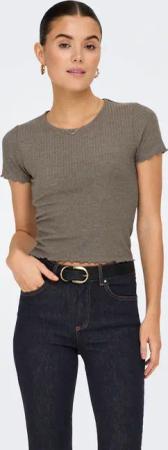 ONLY Rundhalsshirt "ONLEMMA S/S SHORT TOP NOOS JRS" Rundhals, modisch, regular fit, gewellter Abschluss, unifarben