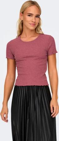 ONLY Rundhalsshirt "ONLEMMA S/S SHORT TOP NOOS JRS" Rundhals, modisch, regular fit, gewellter Abschluss, unifarben