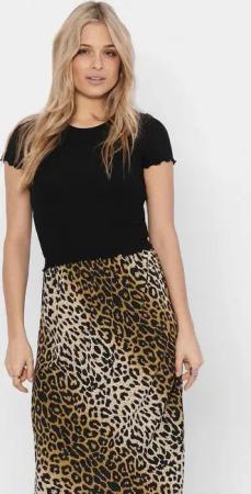 ONLY Rundhalsshirt ONLEMMA S/S SHORT TOP NOOS JRS Rundhals, modisch, regular fit, gewellter Abschluss, unifarben