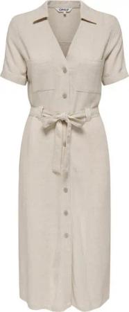 ONLY Shirtkleid Elegantes, knielanges Modell mit Gürtel und Knöpfen (knielang) ONLSIESTA SS LIN BL SHIRT DRESS PNT NOOS