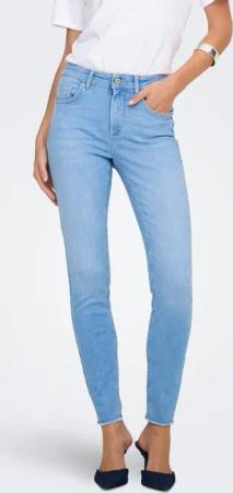 ONLY Skinny-fit-Jeans "ONLBLUSH MID SK ANK RW DNM REA130 NOOS" hohe Taille, Bleach Wash für einen Faded-Look, ausgefranster Saum