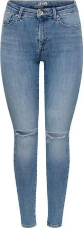 ONLY Skinny-fit-Jeans ONLPOWER MID SK PUSHUP KNEE CUT DNM mit Destroyed Detail