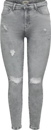 ONLY Skinny-fit-Jeans "ONLPOWER MW PUSH UP ANK DES DNM AZ" mit Destroyed-Details