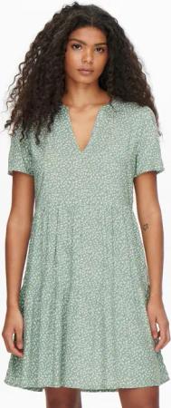 ONLY Sommerkleid "ONLZALLY – Sommerkleid mit V-Ausschnitt und Stufenvolant" regular fit, feminin, Jersey, Viskose, V-Ausschnitt