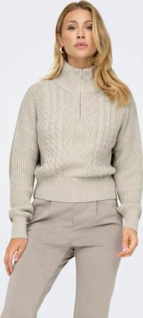 ONLY Stehkragenpullover "ONLDORITTA LS CABLE ZIP HIG NECK KNT"
