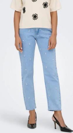ONLY Straight-Jeans ONLEMILY HW STRETCH EMB STRA ANK DNM AZG Baumwollmischung, straight fit