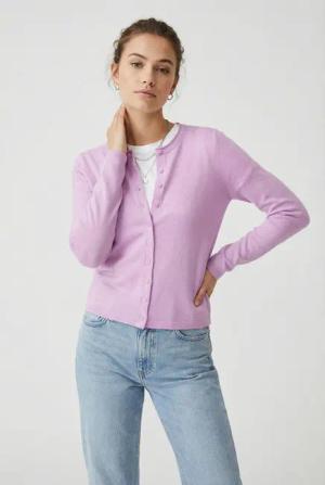 ONLY Strickjacke ONLLOYAL LIFE LS O-NECK BUT CAR KNT NOOS gerippte Ärmelbündchen