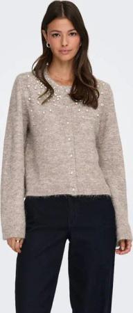 ONLY Strickjacke ONLMIGGIE LS O-NECK PEARL CARDIGA EX KNT Materialmix, regular fit