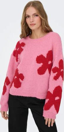 ONLY Strickpullover "ONLBOOTLE LIFE LS FLOWER O-NECK KNT"