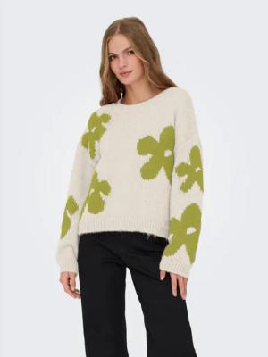 ONLY Strickpullover ONLBOOTLE LIFE LS FLOWER O-NECK KNT