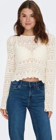 ONLY Strickpullover "ONLELKE LIFE LS PULLOVER KNT NOOS" Lochstickerei, verkürzte Form