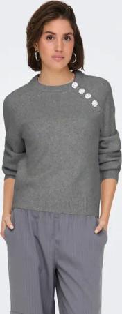 ONLY Strickpullover "ONLLAUREN LIFE LS O-NECK BUTTON KNT"