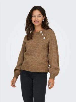 ONLY Strickpullover ONLLAUREN LIFE LS O-NECK BUTTON KNT
