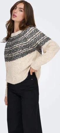 ONLY Strickpullover "ONLSIDONA LIFE LS JQ O-NECK KNT"