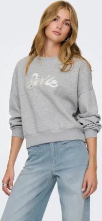 ONLY Sweatshirt ONLALMA L/S O-NECK DETAIL BOX CC UB SWT mit Zierperlen