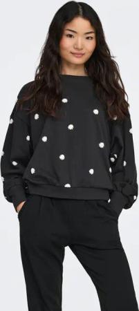 ONLY Sweatshirt "ONLBROOKE L/S O-NECK FLOWER SWT", Baumwollmischung, regular fit