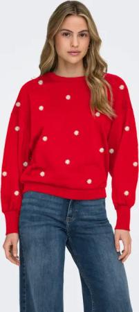 ONLY Sweatshirt "ONLBROOKE L/S O-NECK FLOWER SWT", Baumwollmischung, regular fit