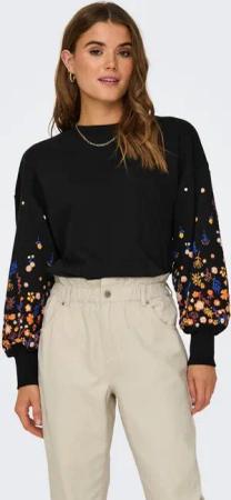 ONLY Sweatshirt ONLBROOKE L/S O-NECK FLOWER SWT Baumwollmischung, regular fit
