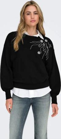 ONLY Sweatshirt ONLCAMELA BROOKE GLITTER LS ONECK UB SWT Baumwollmischung, regular fit, Rundhals