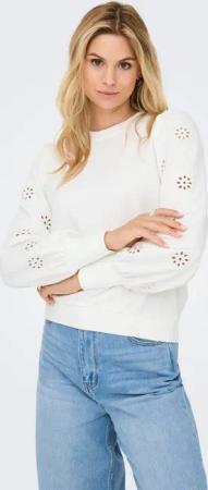 ONLY Sweatshirt ONLFEMME L/S PUFF EMBROIDERY UB SWT mit Puffärmeln mit wunderschöner Lochstickerei