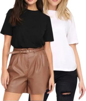 ONLY T-Shirt (2er-Pack) Basic Shirt im Doppelpack in Unifarben