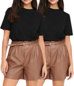 ONLY T-Shirt (2er-Pack) Basic Shirt im Doppelpack in Unifarben