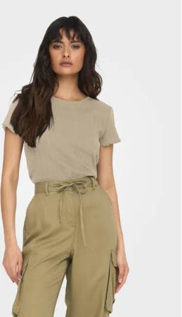 ONLY T-Shirt Carlotta 15256154 Beige Tight Fit